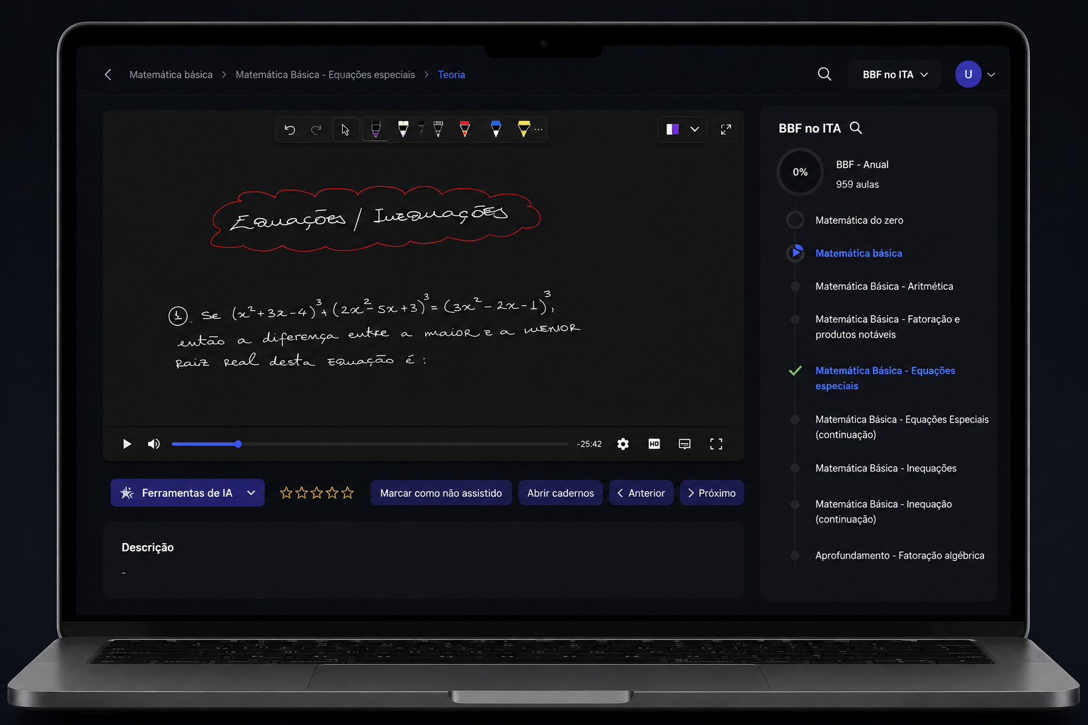 Mockup da plataforma personalizada para mentores