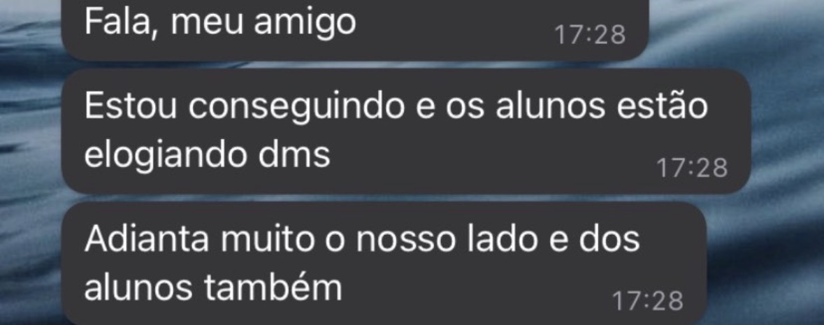 Mensagem sobre elogios dos alunos